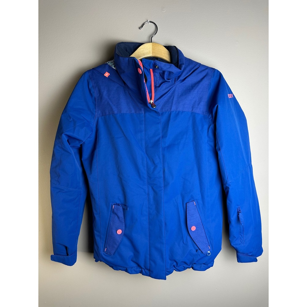 Roxy Girls Blue DryFlight 10K Insulated Ski Snowboard Jacket Size 16 XXL Hooded